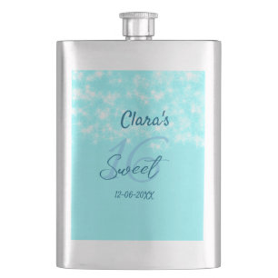 Turquoise teal agate sweet 16 birthday add name da flask