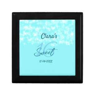 Turquoise teal agate sweet 16 birthday add name da gift box
