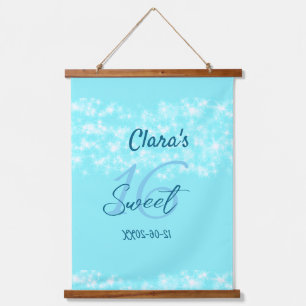 Turquoise teal agate sweet 16 birthday add name da hanging tapestry
