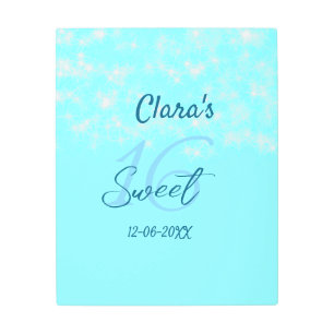 Turquoise teal agate sweet 16 birthday add name da metal print