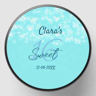 Turquoise teal agate sweet 16 birthday add name da mini candle favors