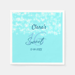 Turquoise teal agate sweet 16 birthday add name da napkins