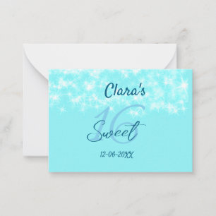 Turquoise teal agate sweet 16 birthday add name da note card