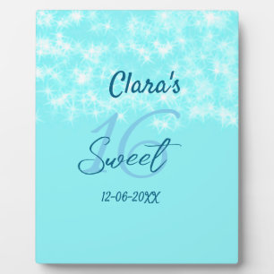 Turquoise teal agate sweet 16 birthday add name da plaque