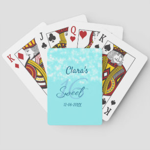 Turquoise teal agate sweet 16 birthday add name da poker cards
