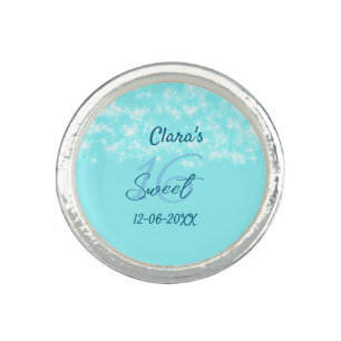Turquoise teal agate sweet 16 birthday add name da ring