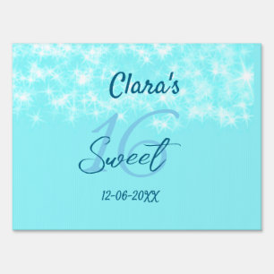 Turquoise teal agate sweet 16 birthday add name da sign