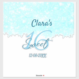 Turquoise teal agate sweet 16 birthday add name da sticker