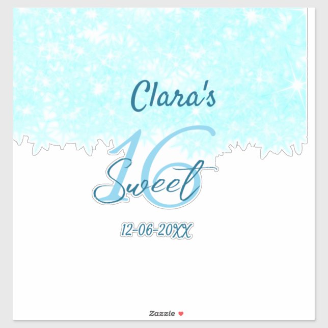 Turquoise teal agate sweet 16 birthday add name da sticker (Sheet)