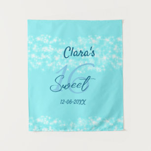Turquoise teal agate sweet 16 birthday add name da tapestry