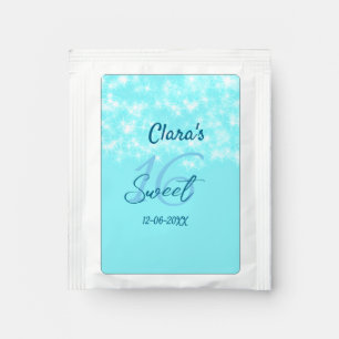 Turquoise teal agate sweet 16 birthday add name da tea bag drink mix