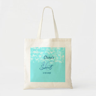 Turquoise teal agate sweet 16 birthday add name da tote bag