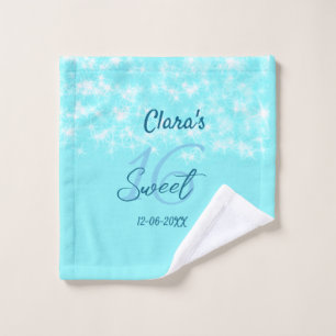 Turquoise teal agate sweet 16 birthday add name da wash cloth