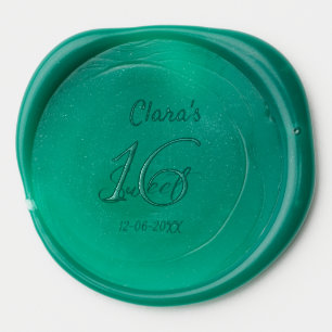 Turquoise teal agate sweet 16 birthday add name da wax seal sticker