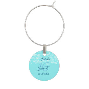 Turquoise teal agate sweet 16 birthday add name da wine charm