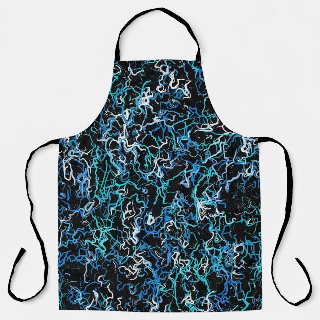 Turquoise, Teal and Black Abstract  Apron (Front)