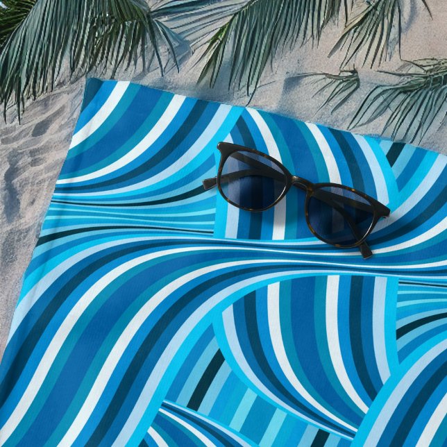 Turquoise Teal and Blue Ribbony Swirls Beach Towel (Creator Uploaded)