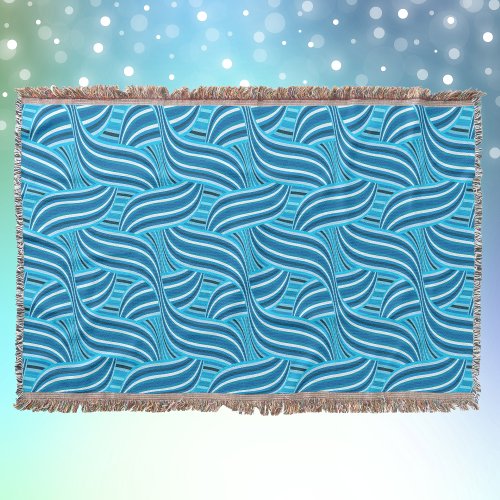 Turquoise Teal and Blue Ribbony Swirls Throw Blanket