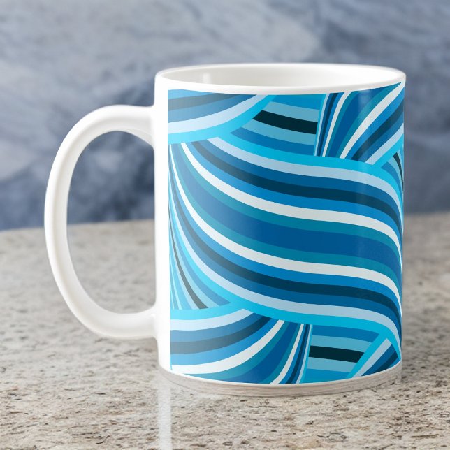 Turquoise Teal and Blue Swirled Ribbons Giant Coffee Mug (Creator Uploaded)