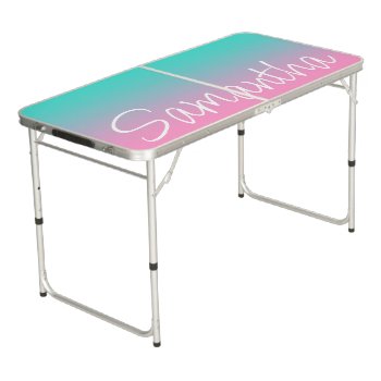 Turquoise Teal And Pink Gradient Beer Pong Table by pinkgifts4you at Zazzle