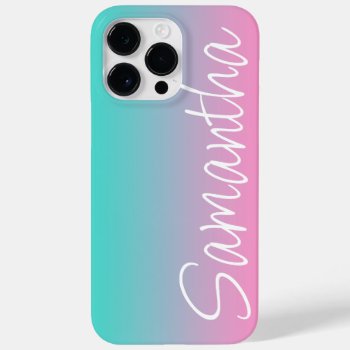Turquoise Teal And Pink Gradient Case-mate Iphone 14 Pro Max Case by pinkgifts4you at Zazzle