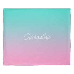 Turquoise Teal and Pink Gradient Duvet Cover