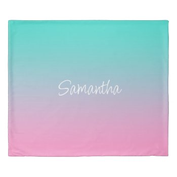 Turquoise Teal And Pink Gradient Duvet Cover by pinkgifts4you at Zazzle