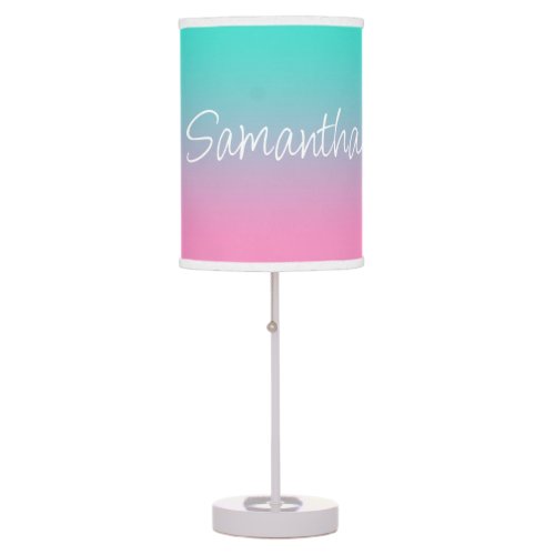 Turquoise Teal and Pink Gradient Table Lamp