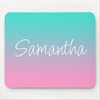 Turquoise Teal And Pink Ombre Mouse Pad by pinkgifts4you at Zazzle