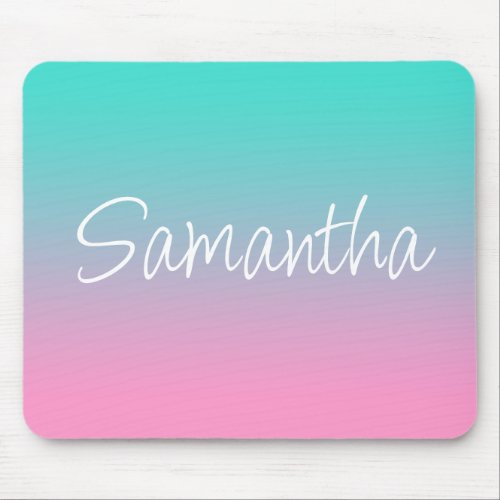 Turquoise Teal and Pink Ombre Mouse Pad