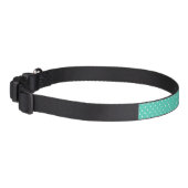 Turquoise Teal And White Polka Dots Pattern Pet Collar (Left)