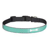 Turquoise Teal And White Polka Dots Pattern Pet Collar (Front)