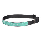 Turquoise Teal And White Polka Dots Pattern Pet Collar (Right)