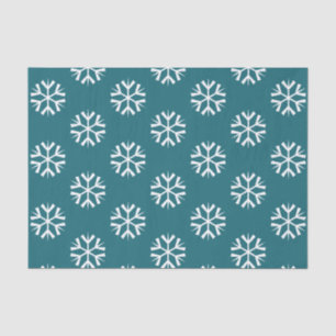 Turquoise Teal and White Snowflakes Pattern Tissue Paper