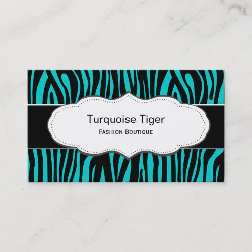 Turquoise  Teal Animal print business cards
