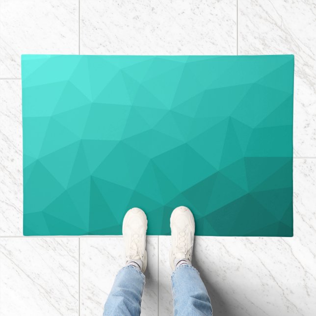Turquoise teal aqua gradient geometry mesh pattern doormat (Indoor)
