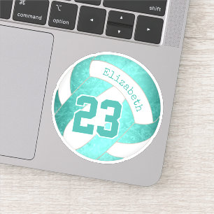 turquoise teal artsy girly volleyball sticker