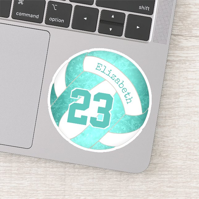 turquoise teal artsy girly volleyball sticker (Detail)