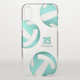 turquoise teal artsy personalized girls volleyball iPhone XS case
