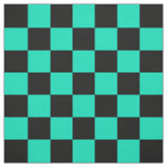 Turquoise Teal Black Checker Pattern Textile Fabric