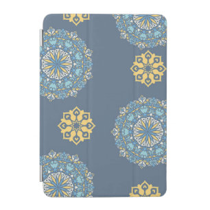 Turquoise Teal Blue an yellow Mandala Art Pattern iPad Mini Cover