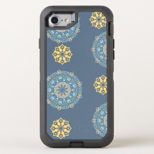 Turquoise Teal Blue an yellow Mandala Art Pattern OtterBox Defender iPhone SE/8/7 Case