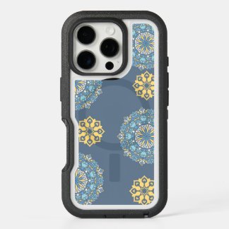 Turquoise Teal Blue an yellow Mandala Art Pattern  iPhone 16 Pro Case