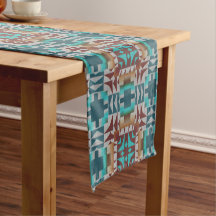 Turquoise Teal Blue Dark Red Brown Gray Tribal Art