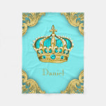 Turquoise Teal Blue Gold Prince Crown Baby Fleece Blanket at Zazzle