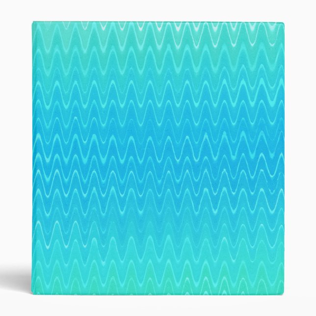 Turquoise Teal Blue Green Abstract Pattern 3 Ring Binder (Front)