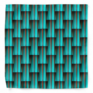 Turquoise Teal Blue Green Orange Abstract Pattern Bandana