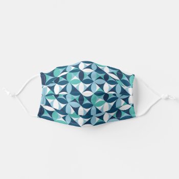 Turquoise Teal Blue Green White Mosaic Art Pattern Adult Cloth Face Mask by CaseConceptCreations at Zazzle