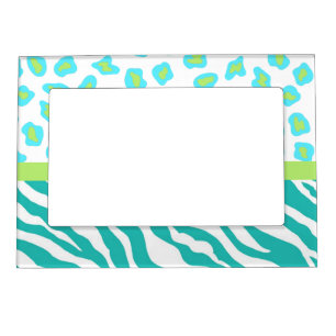 Turquoise Teal Blue Green Zebra Leopard Skin Photo Magnetic Photo Frame