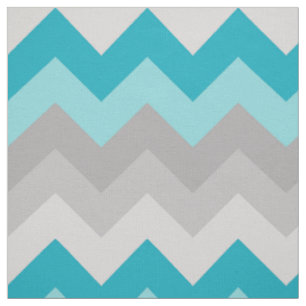 Turquoise Teal Blue Grey Gray Chevron Ombre Fabric
